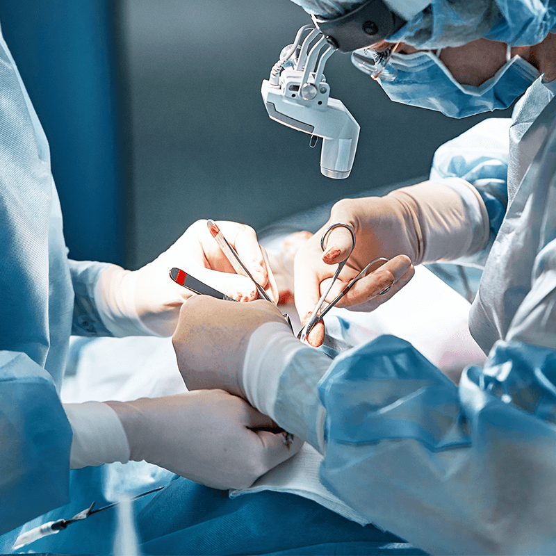 Instruments laid out on a plastic surgery tray