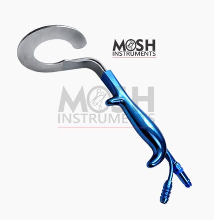C circular breast retractor with suction and fiber optic