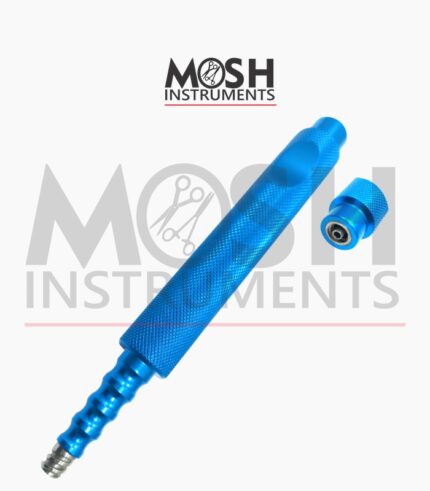 Blue anodized aluminum Luer Lock handle
