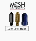 Luer Lock hubs for liposuction cannulas, black, gold and blue