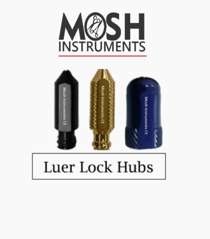 Luer Lock hubs for liposuction cannulas, black, gold and blue