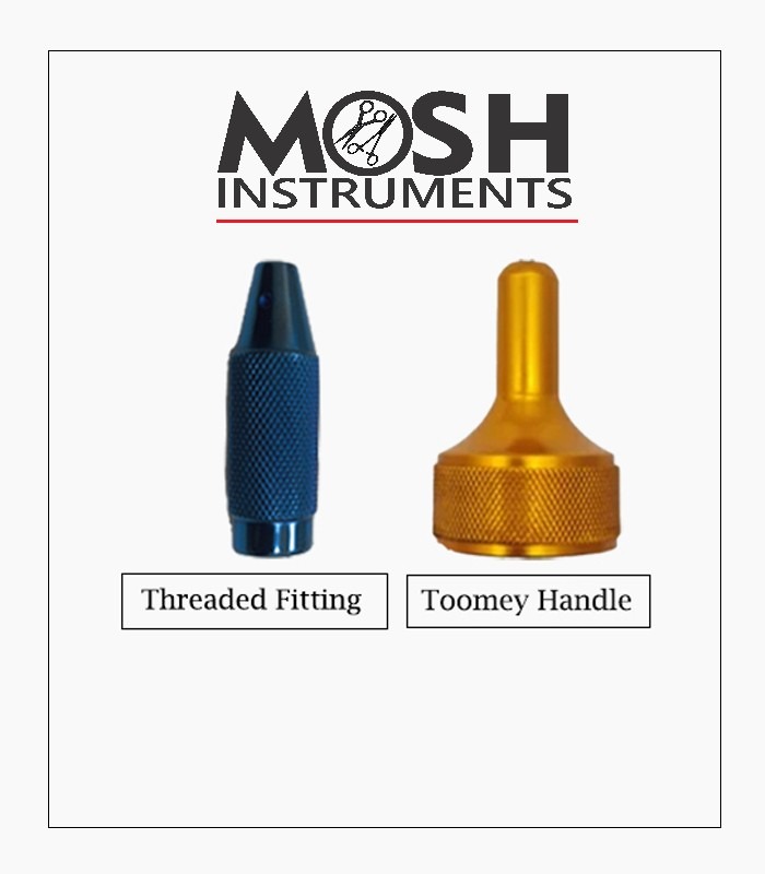 Threaded fitting and Toomey handle for liposuction cannulas