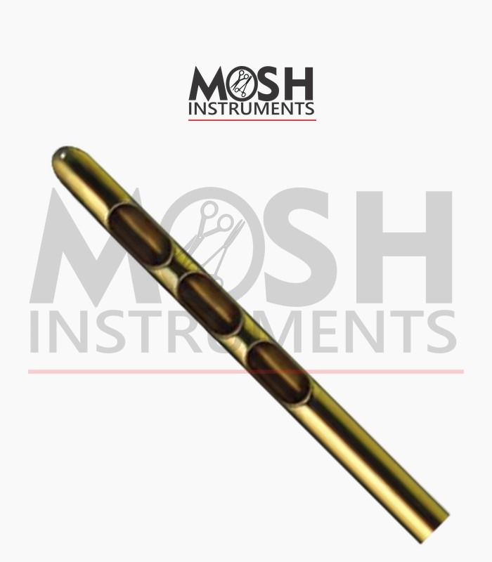 Three-hole linear Toomey cannula with threaded fitting Three-hole linear Toomey cannula with threaded fitting